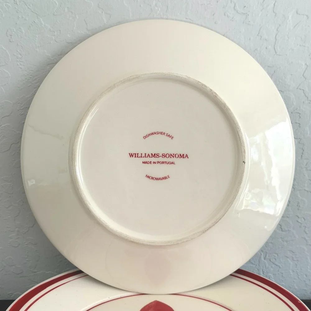 Lot of Three Fleur De Lis William‎ Sonoma Plates Red 8